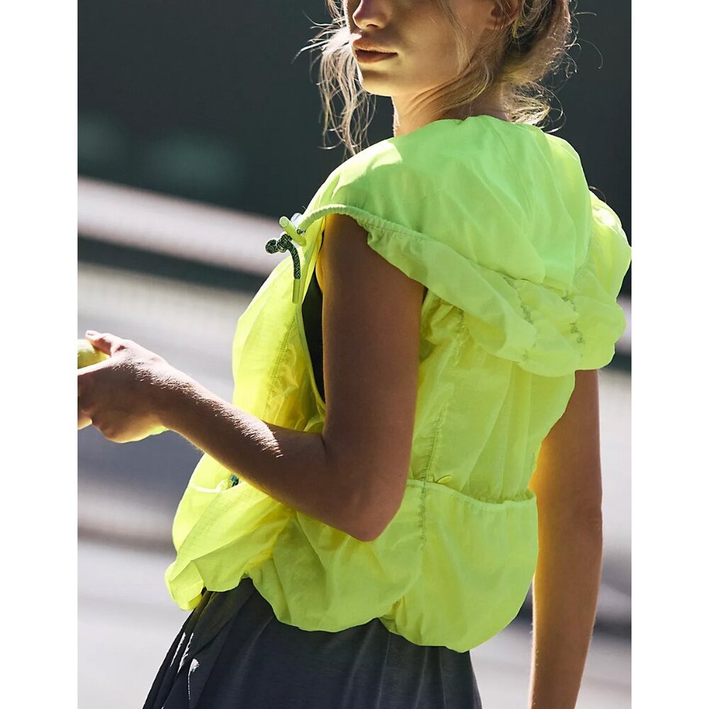 FP Movement by Free People Neon Yellow Hooded Windbreaker Vest - Picture 9 of 12